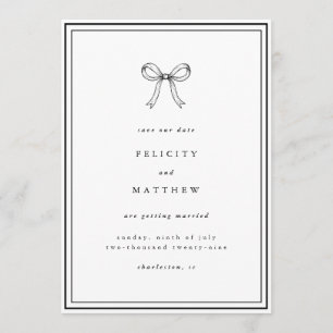 Save the Date   Coquette Bow Wedding Announcement
