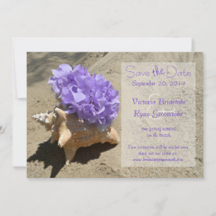 Save The Date Coquillage et Hydrangea Purple Enregistrer la date