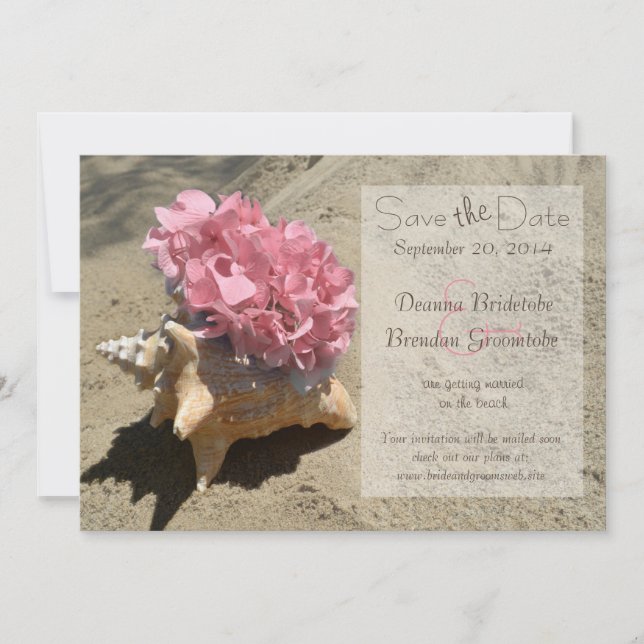Save The Date Coquillage et Hydrangea rose Enregistrer la date (Devant)
