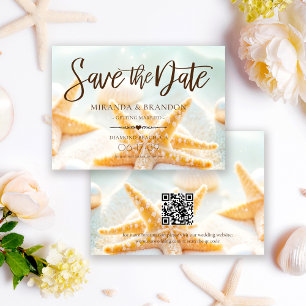 Save The Date Coquilles d'étoiles de mer modernes Code QR Mariag
