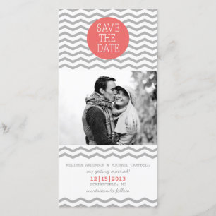 Save The Date Corail de Chevron et économies parfaits de gris la