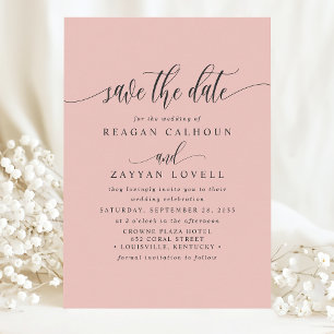 Save The Date Corail Doux Élégant Calligraphie Enregistrer La Da