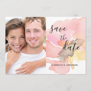 Save The Date Corail Rose Peach Blu Floral Enregistrer La Date P