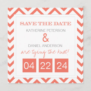 Save The Date Coral Chevron moderne Enregistrer la date