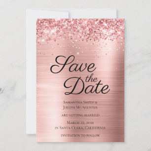 Save The Date Coral Parties scintillant brillant Pale Rose Or Om