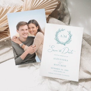 Save The Date Coral Reef Turquoise Bleu Nautique Plage Mariage