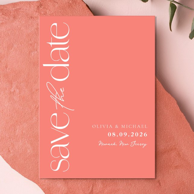 Save The Date Coral rose minimaliste Mariage moderne (Créateur téléchargé)