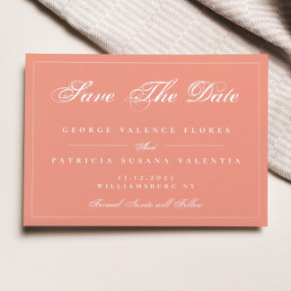 Save The Date Coral Terracotta Boho Moderne Élégant Photo
