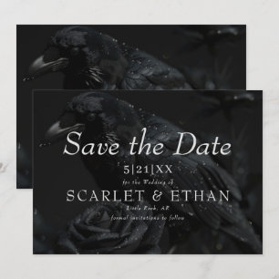 Save The Date Corbeau floral noir gothique et Mariage Rose