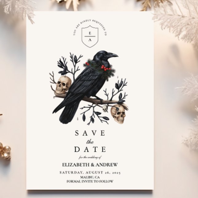 Save The Date Corbeau gothique Mariage d'hiver (Créateur téléchargé)