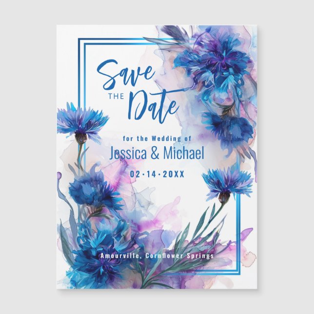 💍Save the Date Cornflowers and Lavender Elegance (Front)