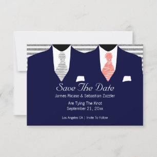 Save The Date Costume et Cravate Gay Enregistrer la date Mariage