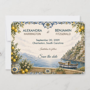 Save The Date Côte amalfitaine   Carreau de mariage italien médi
