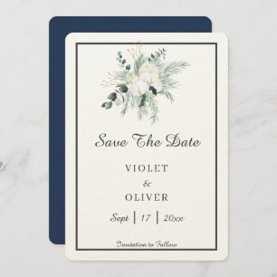 Save The Date Coton d'Eucalyptus Felt Ecru Mariage