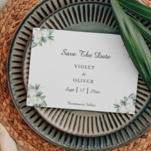 Save The Date Coton d'Eucalyptus Mariage moderne blanc