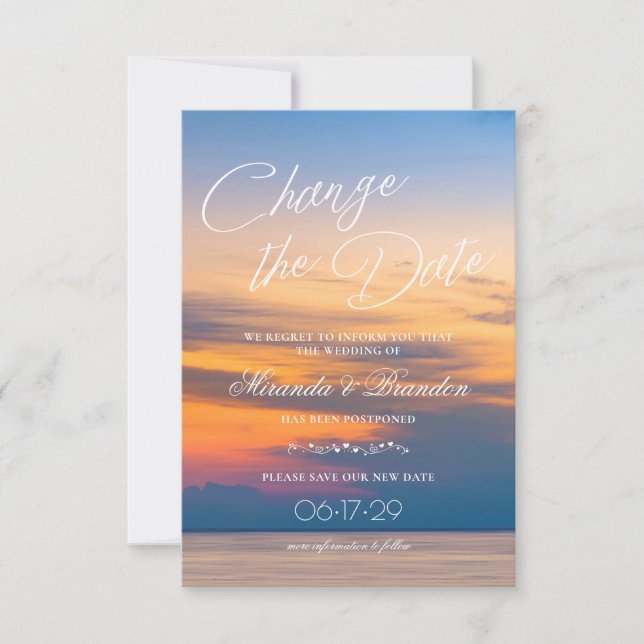 Save The Date Coucher de soleil d'été moderne Changer la date de (Devant)