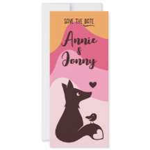 Coucher de soleil rose renard et oiseau