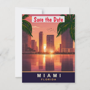 Save The Date Coucher de soleil sur la skyline de Miami Floride 