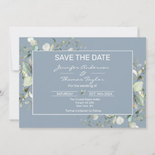Save The Date Couleur Hydrangea et feuilles verts Enregistrer la