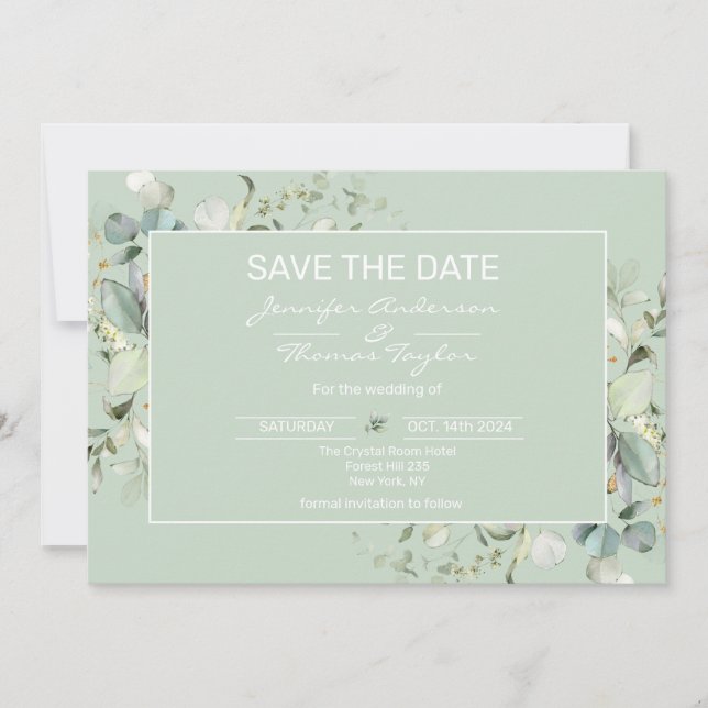 Save The Date Couleur Succulente, Minimalisme Élégant Enregistre (Devant)