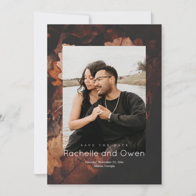 Save The Date Couleurs chaudes de l'automne Photo Mariage Enregi (Devant)
