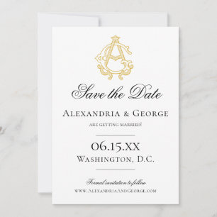 Save The Date COULEURS ÉDITABLES AG Monogramme GA Monogramme Inv