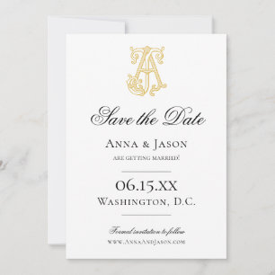 Save The Date COULEURS ÉDITABLES AJ Monogram JA Monogram Invitat
