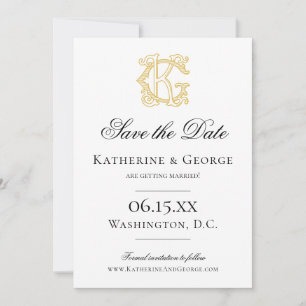 Save The Date COULEURS ÉDITABLES GK Monogramme KG Monogramme Inv