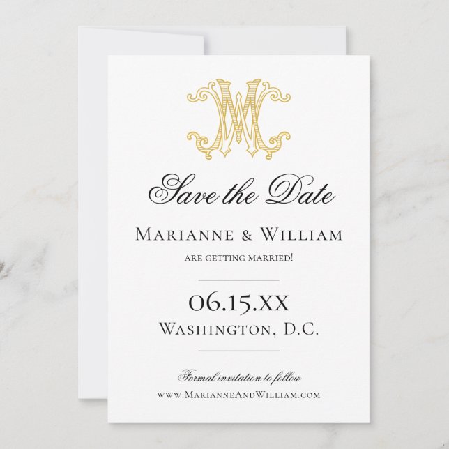 Save The Date COULEURS ÉDITABLES MW Monogramme WM Monogramme Inv (Devant)