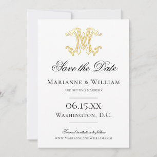 Save The Date COULEURS ÉDITABLES MW Monogramme WM Monogramme Inv