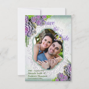 Save The Date Couleurs Succulentes de SeaGreen, Violet Enregistr