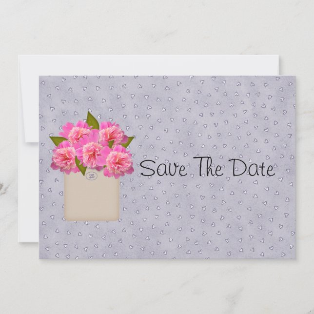 Save The Date Country Crock Of Peonies Enregistrer La Date (Devant)