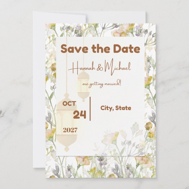 Save the Date Country Floral  (Front)