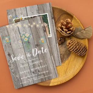 Save The Date Country Rustic String Lights Jars Fleur sauvage Ph