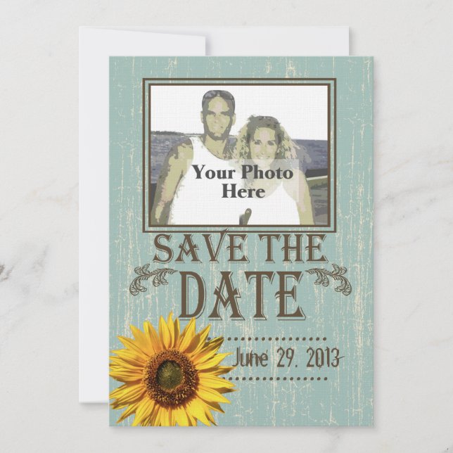 Save The Date Country Wood et Sunflower Photo Enregistrer la dat (Devant)