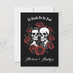 Save The Date Couple crâne gothique avec mariage rose