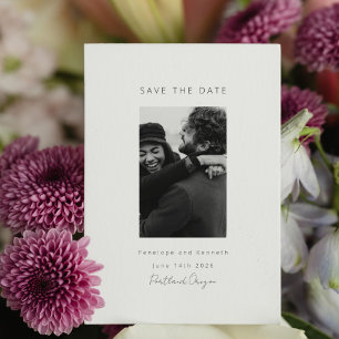 Save The Date Couple de mariage photo portrait minimaliste blanc