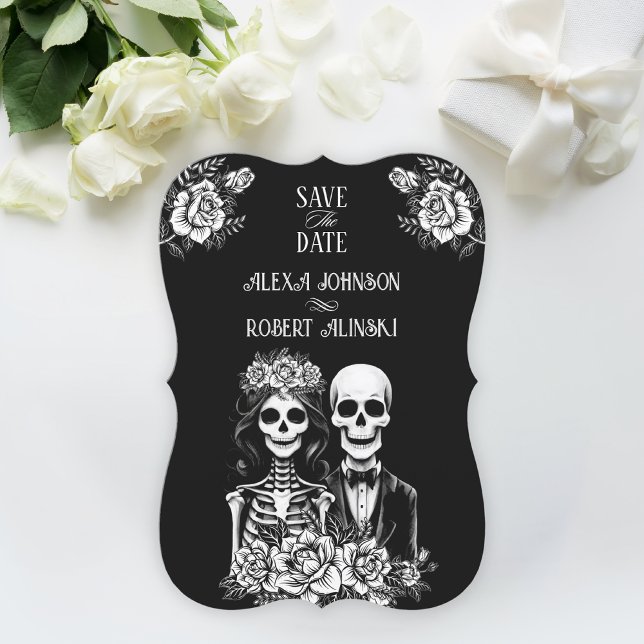 Save The Date Couple de squelettes gothiques tout en un mariage  (Créateur téléchargé)