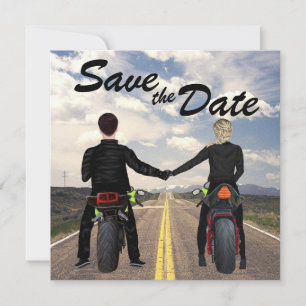 Save The Date Couple équitation Motos Mariage de route et de cha