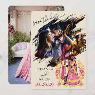 Save The Date Couple indien coloré