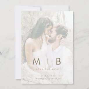 Save The Date Couple Muted Photo Gold Texte Enregistrer la date