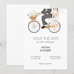Save The Date Couple romantique faisant du vélo mariage 