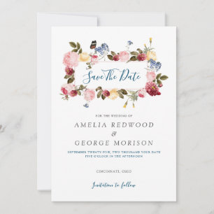 Save The Date Courbe florale colorée