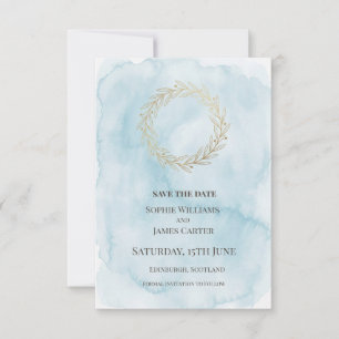 Save The Date Couronne de mariage bleu or