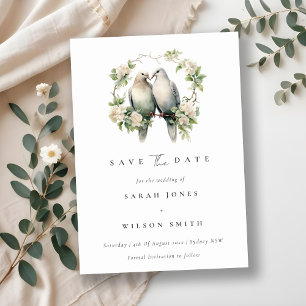 Save The Date Couronne de mariage botanique d'oiseaux amoureux r