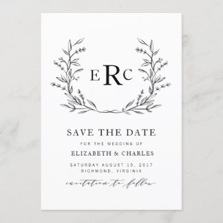 Save The Date Couronne de monogramme Enregistrer la date