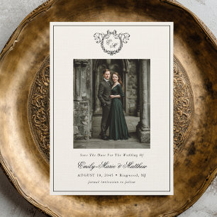 Save The Date Couronne de monogramme vintage élégante photo de m
