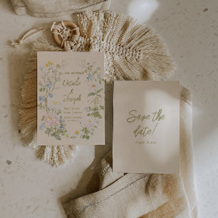 Save The Date Couronne florale écrite à la main pour mariage d'é