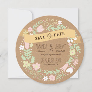 Save The Date Couronne florale fantaisiste pour photo de sauvega