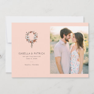 Save The Date Couronne florale romantique pêche